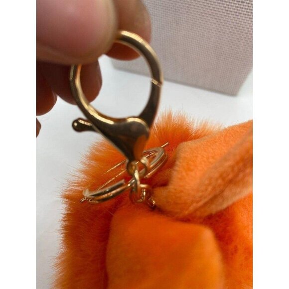 Orange Fur Ball Bunny Ears Keychain Plush Charm Key Holder Unisex - Picture 4 of 7